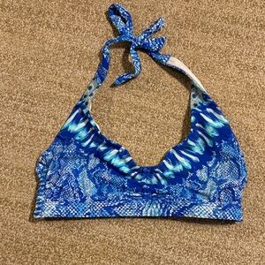 Blue Patterned Halter Bikini Top
